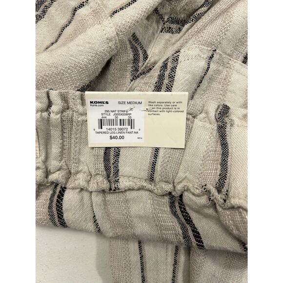 SO Womens Size M Striped Linen & Rayon Wide Leg Elastic Waist Beach Pants Boho - Picture 11 of 15